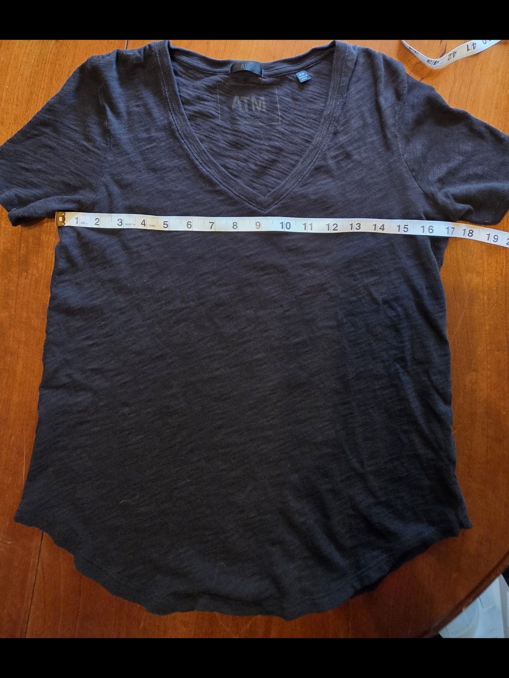 ATM Anthony Thomas Melillo Black Slub V-Neck Tee Medium - Picture 4 of 5